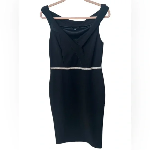 Quiz | Dresses | Quiz Black Off Shoulder Sheath Dress W Rhinestone Belt  Line | Poshmark